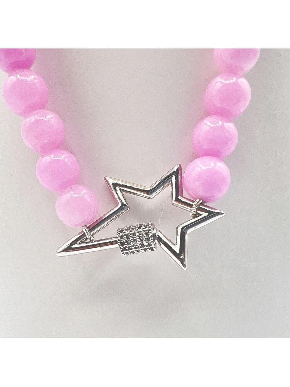 Light orchid jade stones with silver stars